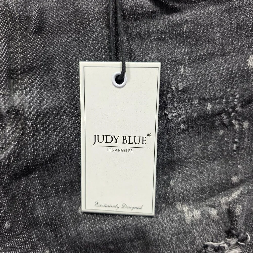 Judy Blue Jeans Womens 7 28 Black Distressed Boyfriend Fit Mid Rise JB8867 NWT